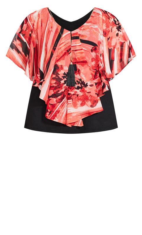 Evans Red Mixed Print Ruffle Blouse 7