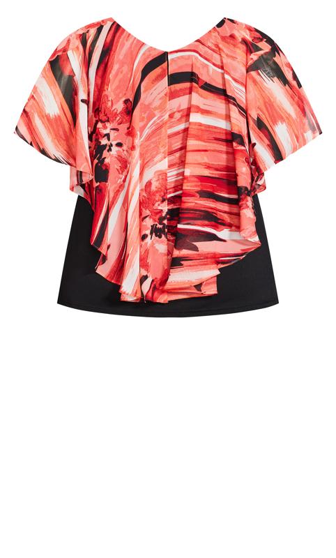 Evans Red Mixed Print Ruffle Blouse 8