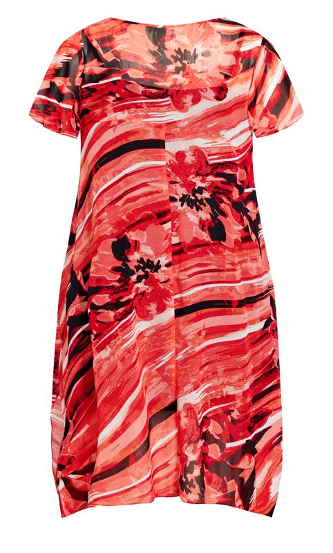 Evans Red Abstract Floral Maxi Dress 4