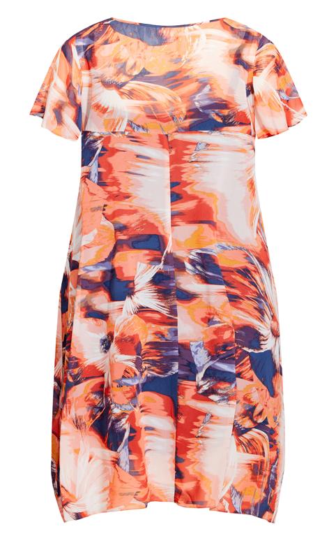 Evans Blue & Orange Abstract Floral Maxi Dress 4