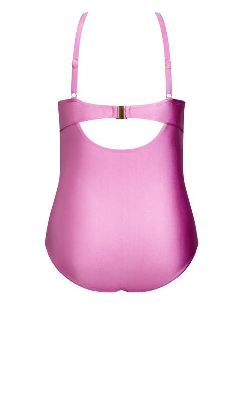 Evans Pink Glitter Underwired Cut Out Swimsuit 4