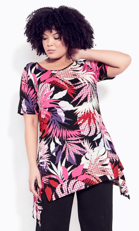 Ayla Pink Print Mesh Sleeve Tunic 2