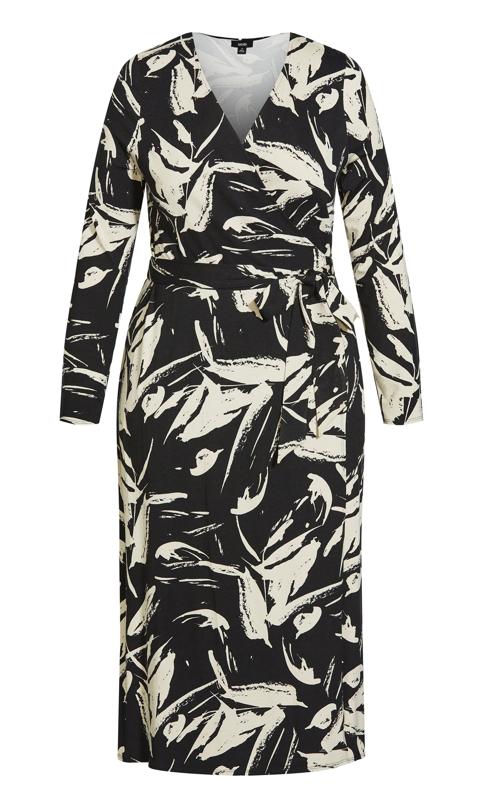 Evans  Black Abstract Print Wrap Dress 4