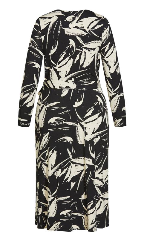Evans  Black Abstract Print Wrap Dress 5