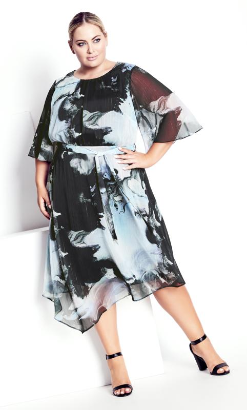Plus Size  Navabi Kollektion Multi Marble Asymmetrical Dress