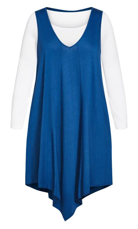 Evans Blue Plain Double Layer Dress 6