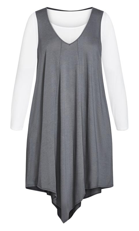 Evans Grey Plain Double Layer Dress 4