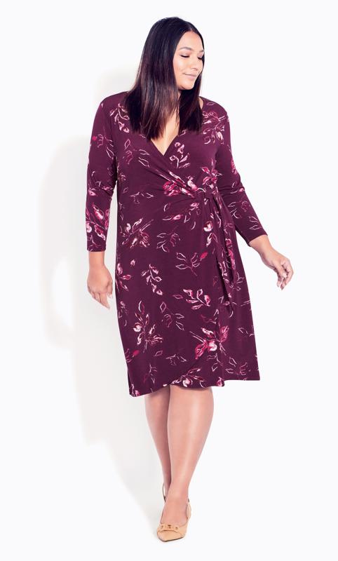 Evans Purple Floral Print Wrap Dress 1