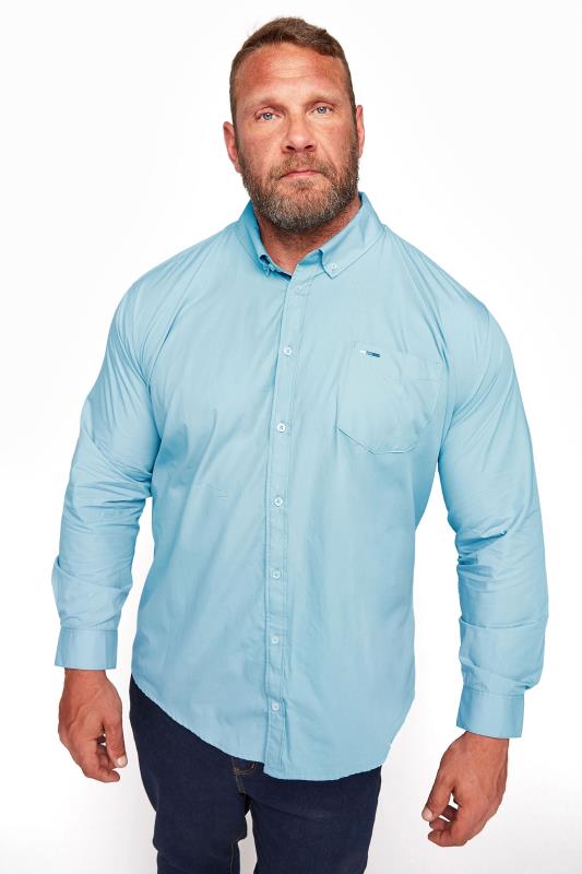 BadRhino Big & Tall Light Blue Essential Long Sleeve Oxford Shirt 1
