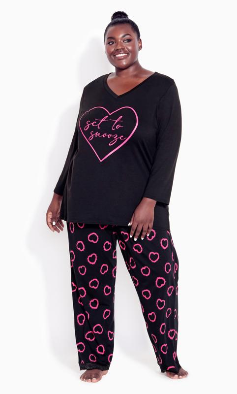 Evans Black Heart Print Pyjama Bottoms 1