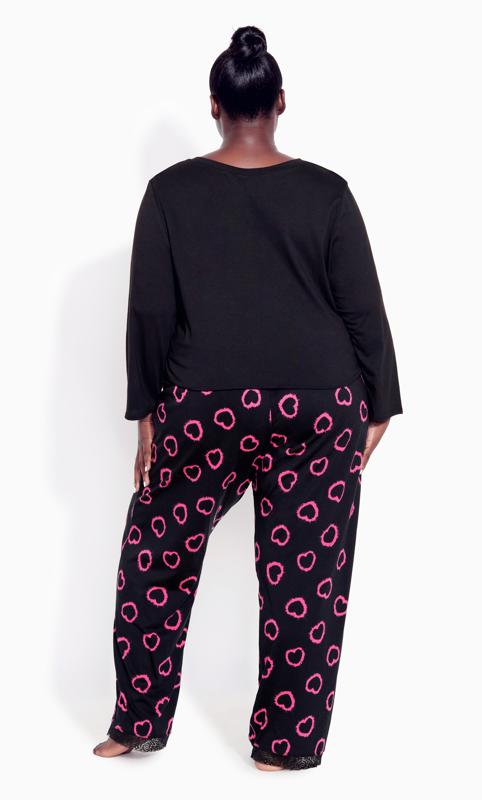 Evans Black Heart Print Pyjama Bottoms 3