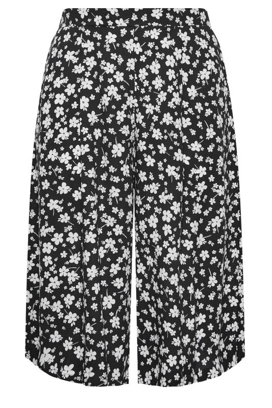 YOURS Curve Black & White Floral Print Culottes | Yours Clothing 4