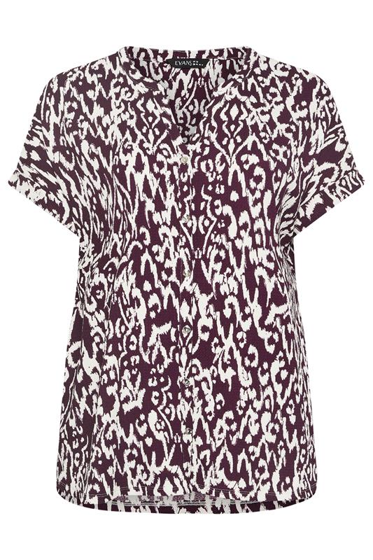 EVANS Plus Size Berry Red Ikat Print Button Front Blouse | Evans  6