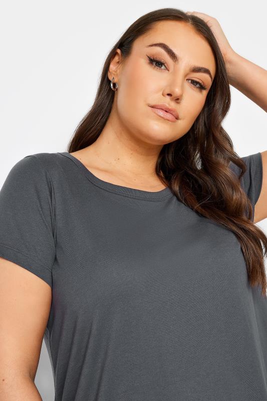 YOURS Plus Size Charcoal Grey Essential T-Shirt | Yours Clothing 4