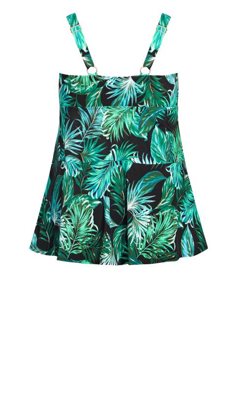 Evans Black Tropical Print Swim Dress 4