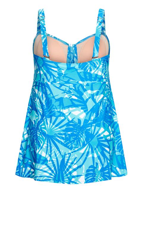 Evans Light Blue Leaf Print Swim Dress 4