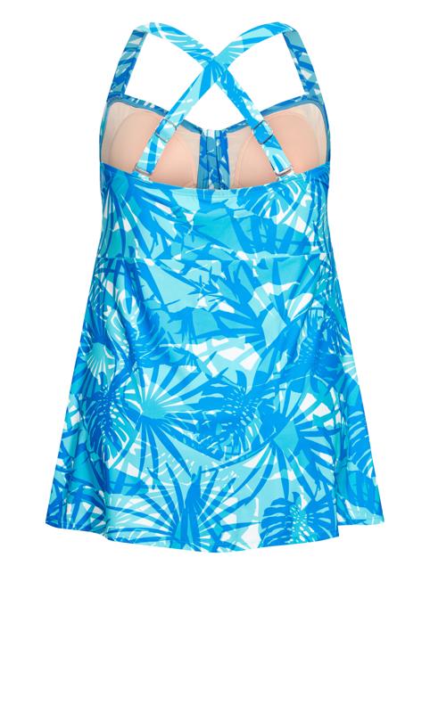 Evans Light Blue Leaf Print Swim Dress 6