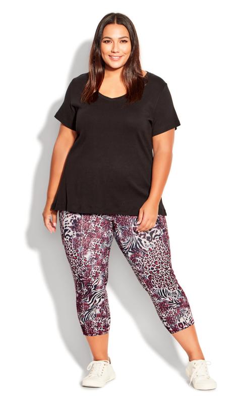 Plus Size  Ave Leisure Red Contrast Stitch Legging