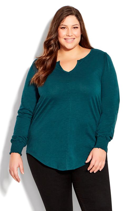 Evans Forest Green V Neck Long Sleeve Top 6