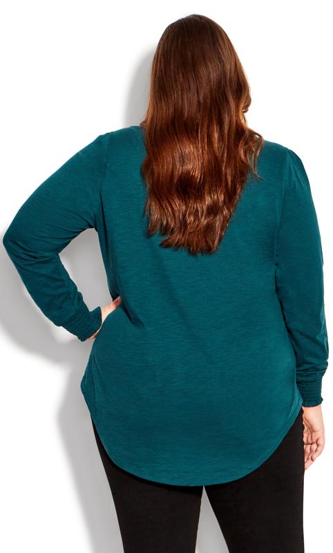 Evans Forest Green V Neck Long Sleeve Top 8