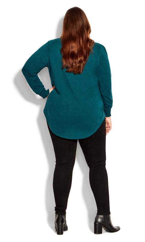 Evans Forest Green V Neck Long Sleeve Top 9