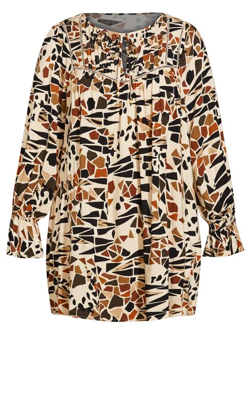 Evans Brown Abstract Print Longline Tunic Top 5