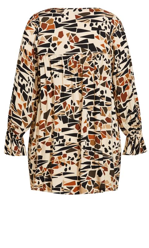 Evans Brown Abstract Print Longline Tunic Top 6