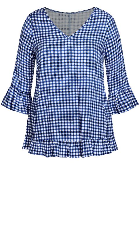 Evans Blue & White Gingham Tunic Top 5
