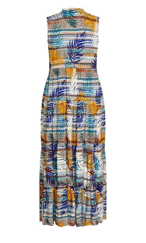 Evans Yellow Stripe & Palm Print Maxi Dress 4
