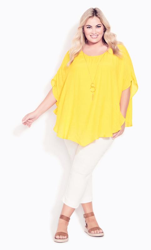  Grande Taille Evans Yellow Cut Out Back Top