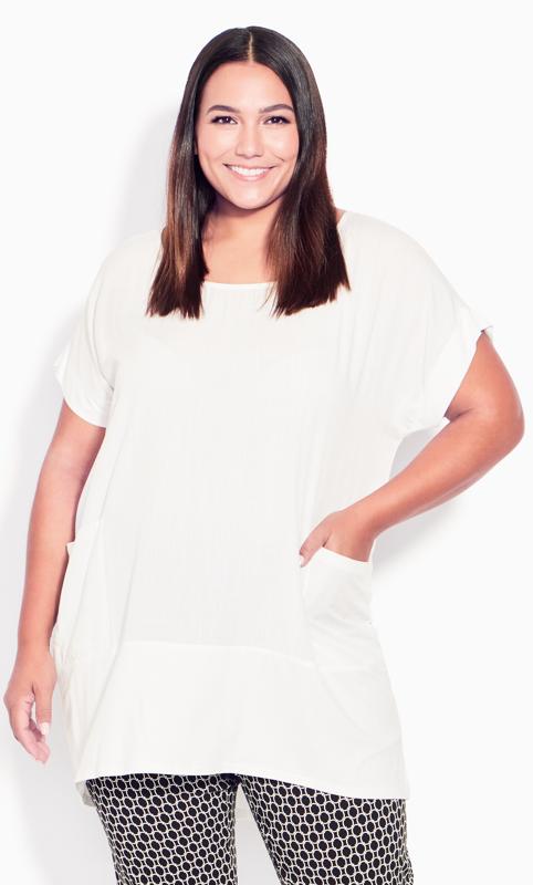  Grande Taille Evans Ivory Edie Mixed Media Tunic