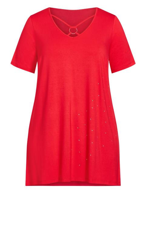 Evans Red Ring Cut Out T-Shirt 4