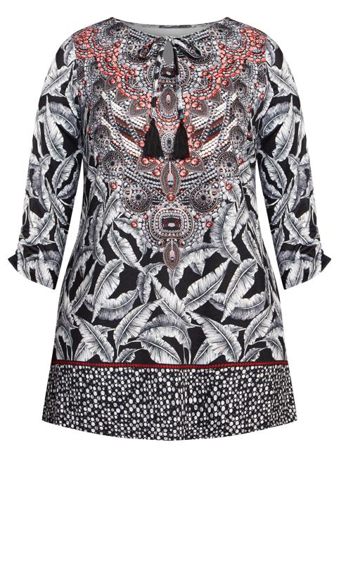 Evans Grey Feather Print Tunic Top 5