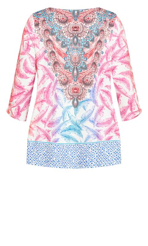 Evans Blue & Pink Feather Print Tunic Top 6