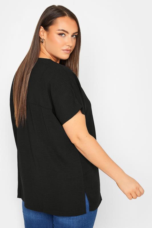 YOURS Plus Size Black V-Neck Shirt | Yours Clothing 3