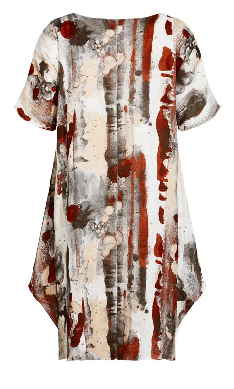 Evans Brown Abstract Print Midi Smock Dress 5