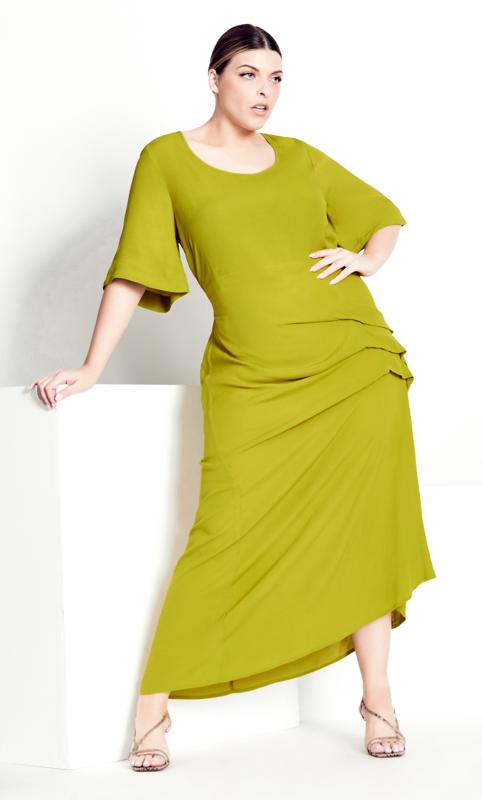 Evans Lime Green Pleated Maxi Dress 1