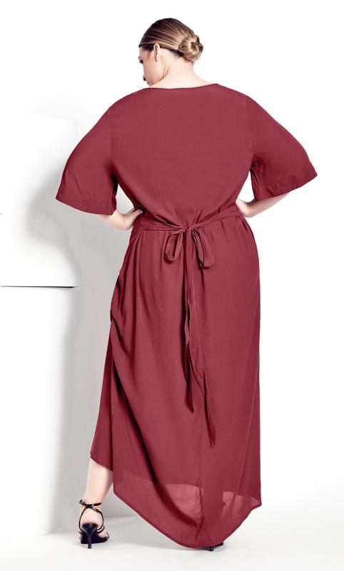Evans Burgundy Red Pleated Maxi Dress 2