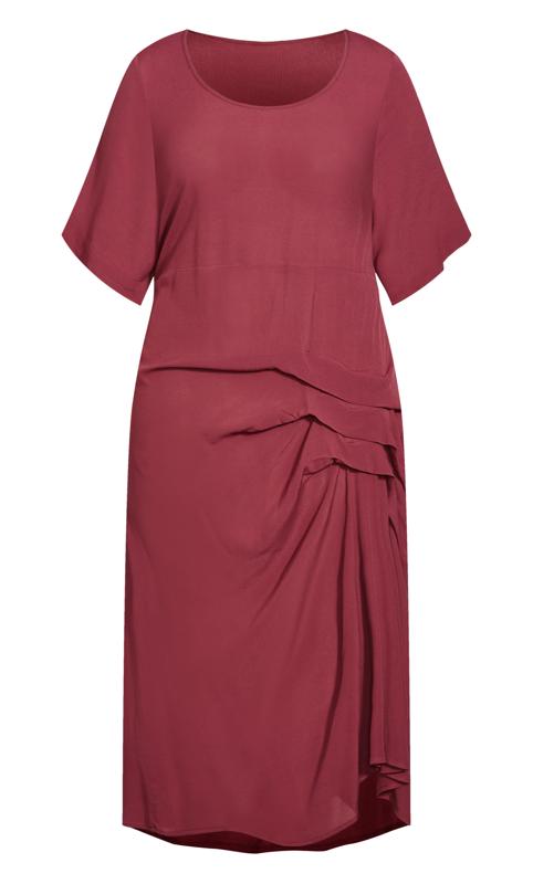 Evans Burgundy Red Pleated Maxi Dress 3