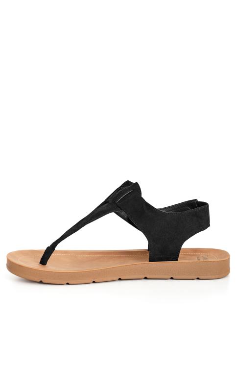 Sporty Black Wide Fit Toe Post Sandal 5