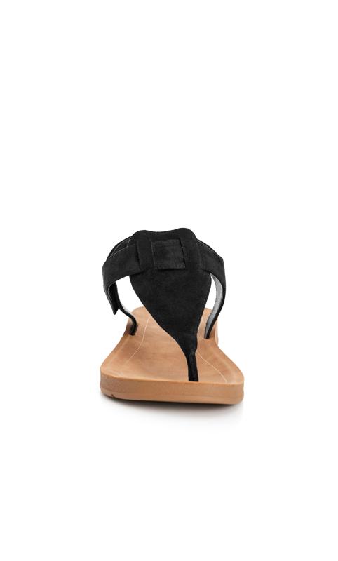 Sporty Black Wide Fit Toe Post Sandal 6