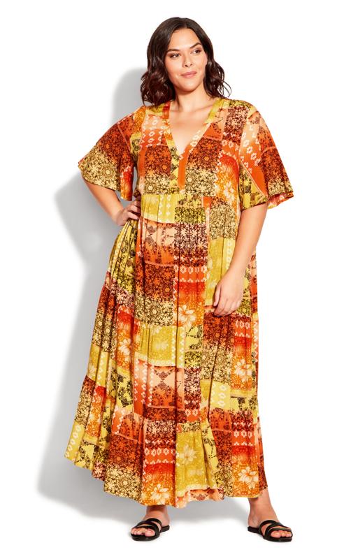 Plus Size  Evans Yellow Sunburst Maxi Dress