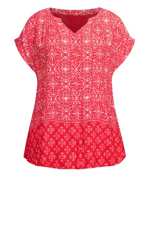 Evans Red Paisley Print Blouse 5