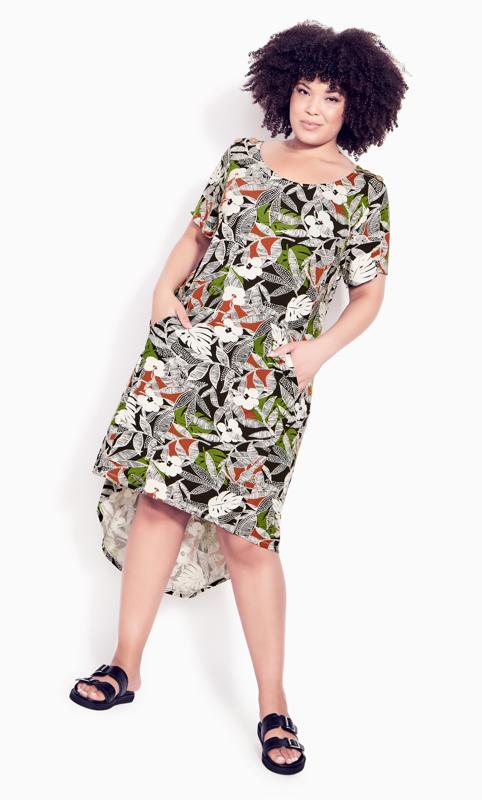 Plus Size  Evans Khaki Callie Print Dress
