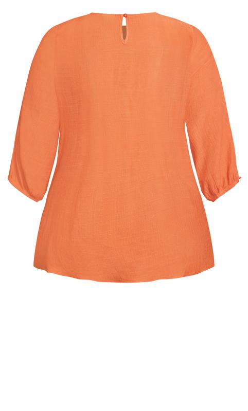 Evans Orange Sunburst Lattice Sleeve Top 6