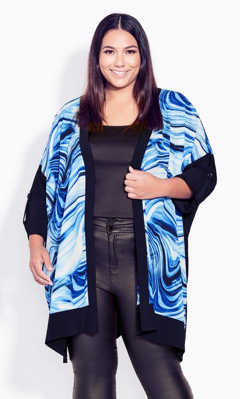 Evans Blue Swirl Print Kimono Jacket 2