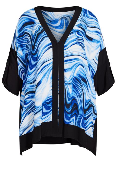 Evans Blue Swirl Print Kimono Jacket 6