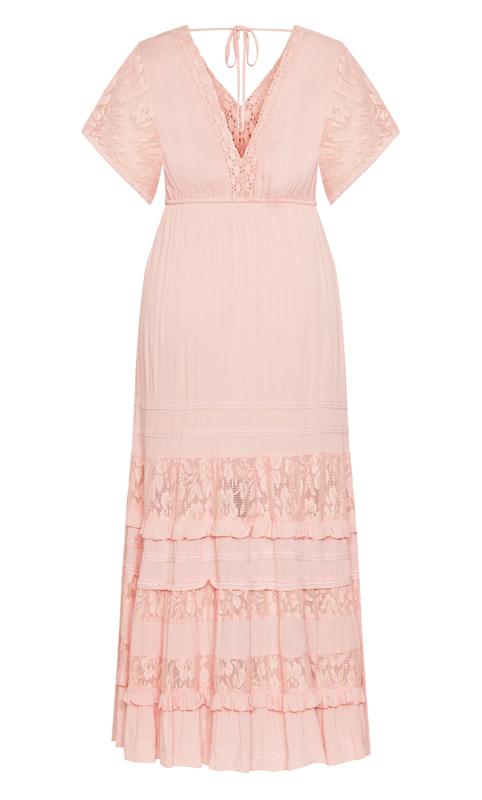Evans Pink Trixie Lace Trim Maxi Dress 8