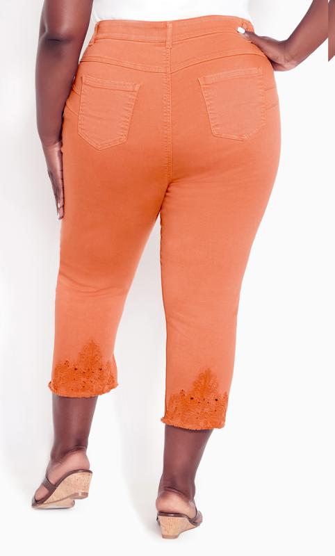 Evans Orange Lace Detail Cropped Trousers 5