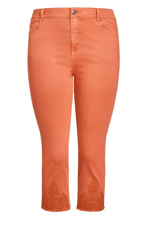 Evans Orange Lace Detail Cropped Trousers 6